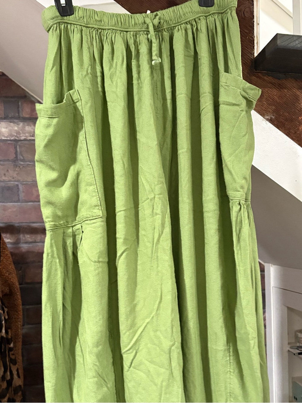 Free People Lime Green Wide Leg Cropped Drawstring Pants - Picture 6 of 10